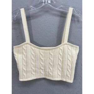 Altar'd State Crop Top Sz S Cream Cable Knit Square Neck Sleeveless Coquette